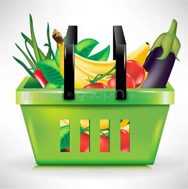 帶蔬菜的購物籃——新鮮蔬菜零售的選擇
